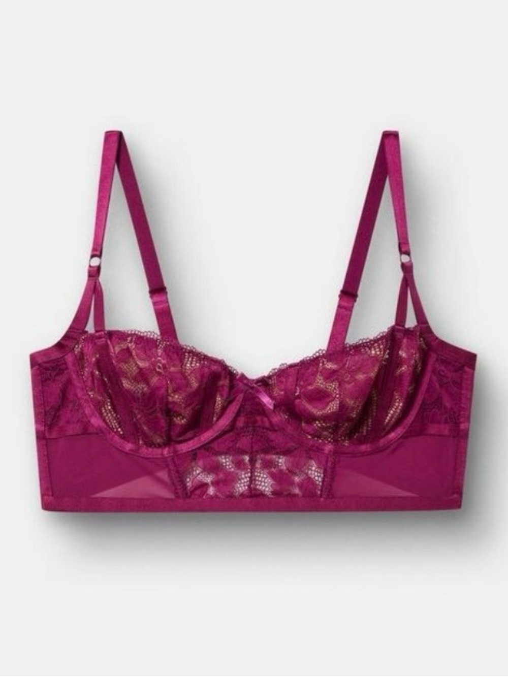 NWT Torrid CURV Ava Lace Half Cup Underwire Longline Bra Plum Caspia Size 0/US12